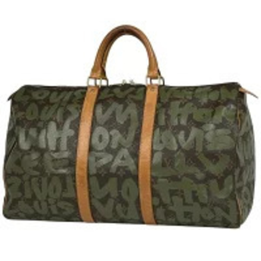 Louis Vuitton Keepall Handbag Travel Bag Boston Monogram Graffiti Brown Khaki